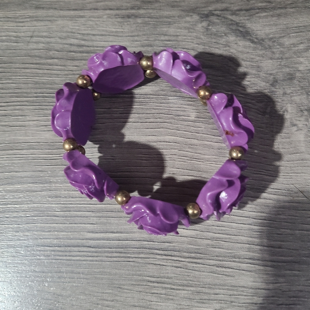 Purple rose adjustable bracelet